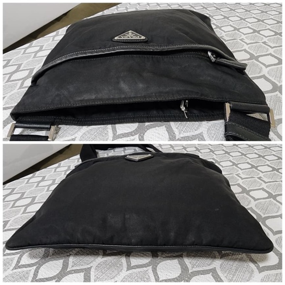 Authentic PRADA Tessuto Nylon And Saffiano Leather Small Crossbody Bag Black - Picture 7 of 12